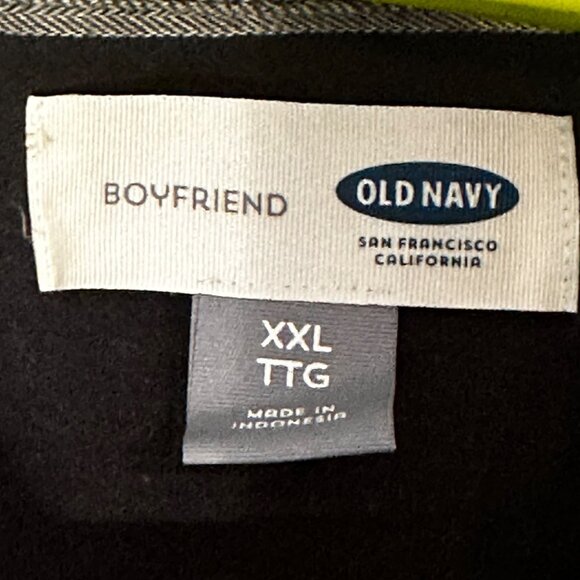 Old Navy Boyfriend Plaid 1/2 Button Popover Shirt XXL Black & White - Picture 3 of 8